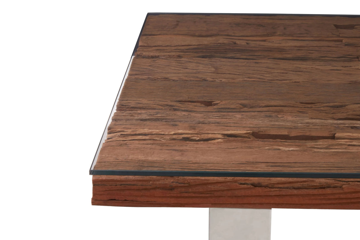 Madison Recycled Natural Wood Dining Table with Curved Legs