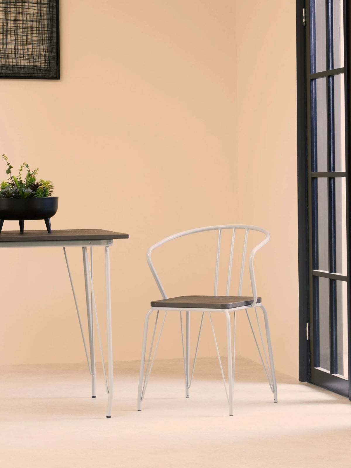 Madison Grey Metal and Elm Wood Armchair