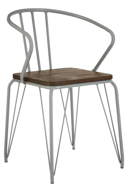 Madison Grey Metal and Elm Wood Armchair