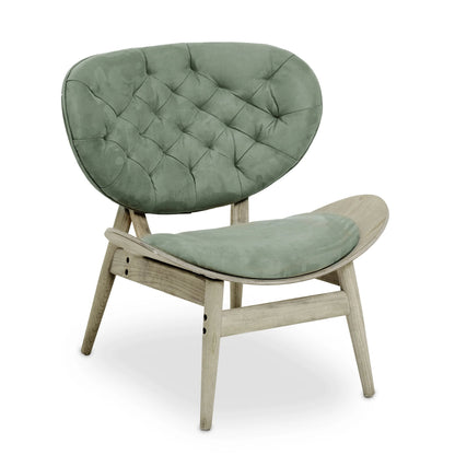 Harrogate Green Velvet Chair with Grey Elm Wood Frame