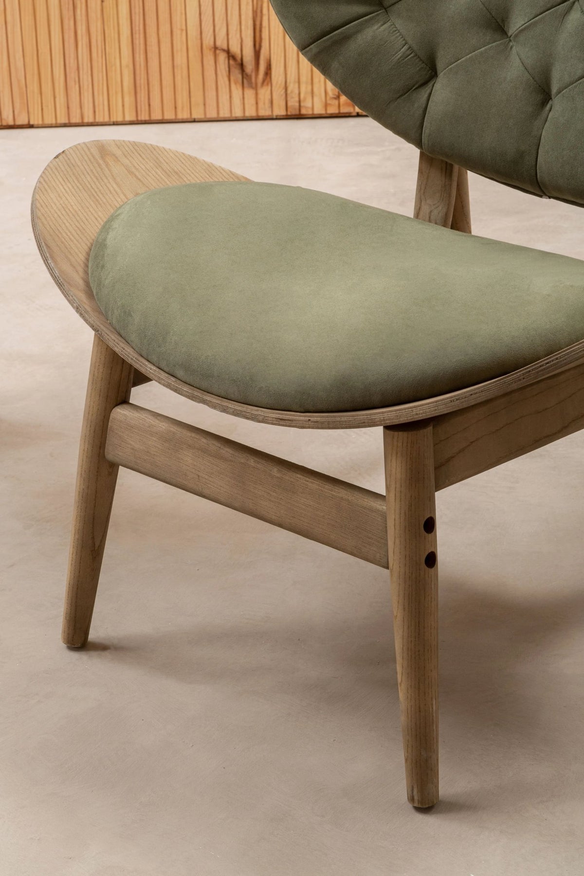 Harrogate Green Velvet Chair with Grey Elm Wood Frame