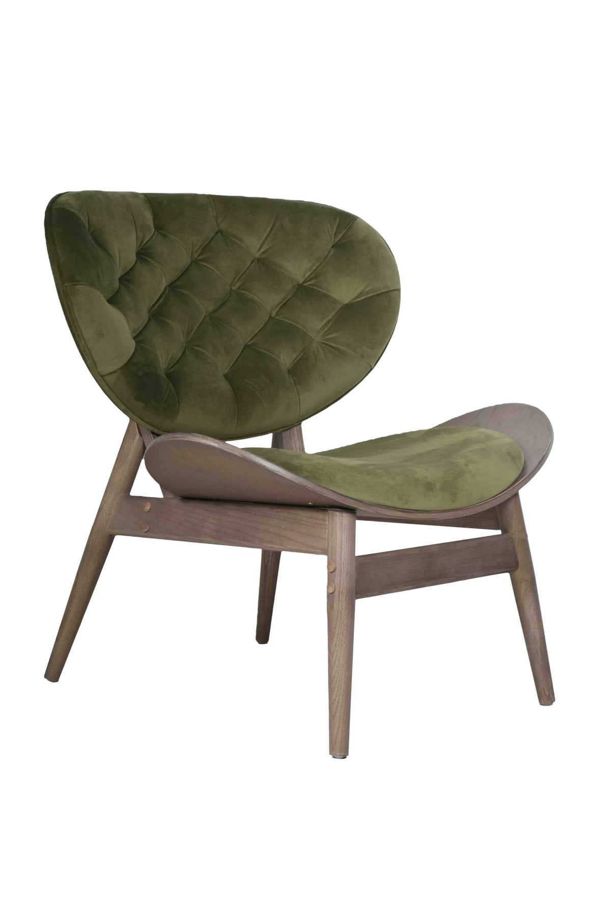 Harrogate Green Velvet Chair with Grey Elm Wood Frame