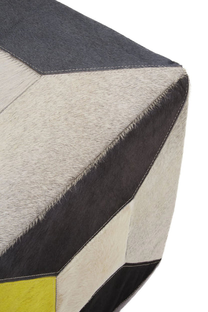 Wareham Geometric Design Hair On Leather Pouffe