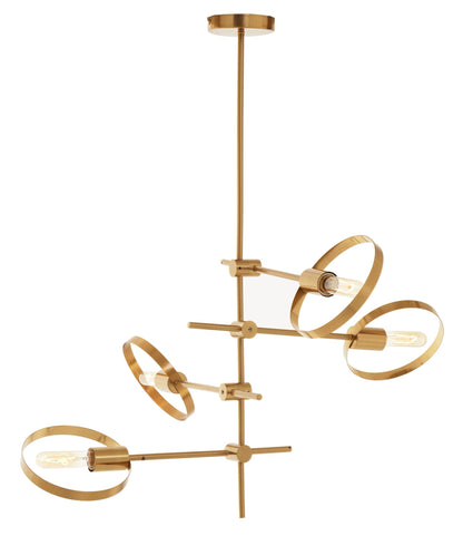 Worthing Brushed Bronze Finish 4 Bulb Ring Pendant Light