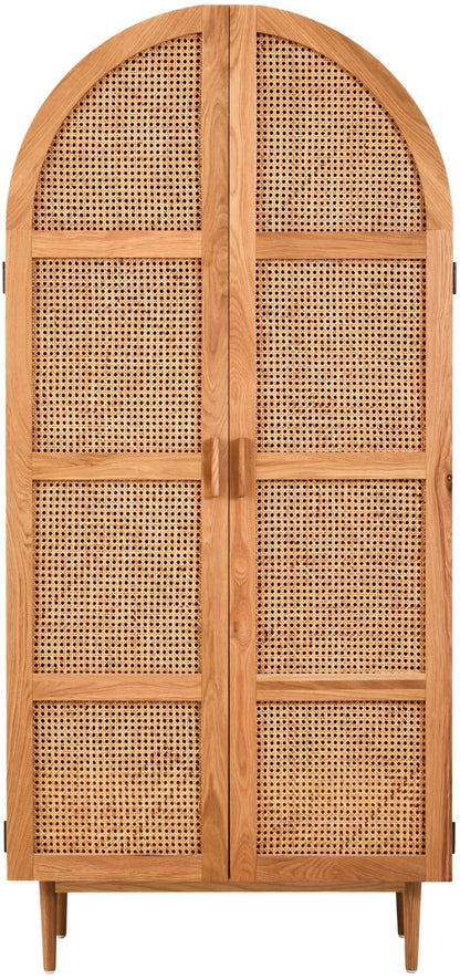 Cannes Rattan and Oak Wood 2 Door Wardrobe