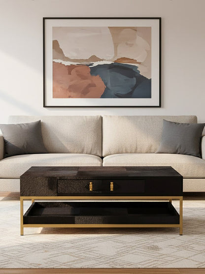 Vienna Black Hair On Leather Coffee Table with Metal Frame 