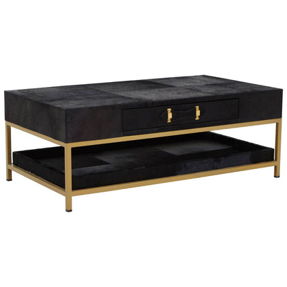 Vienna Black Hair On Leather Coffee Table with Metal Frame 