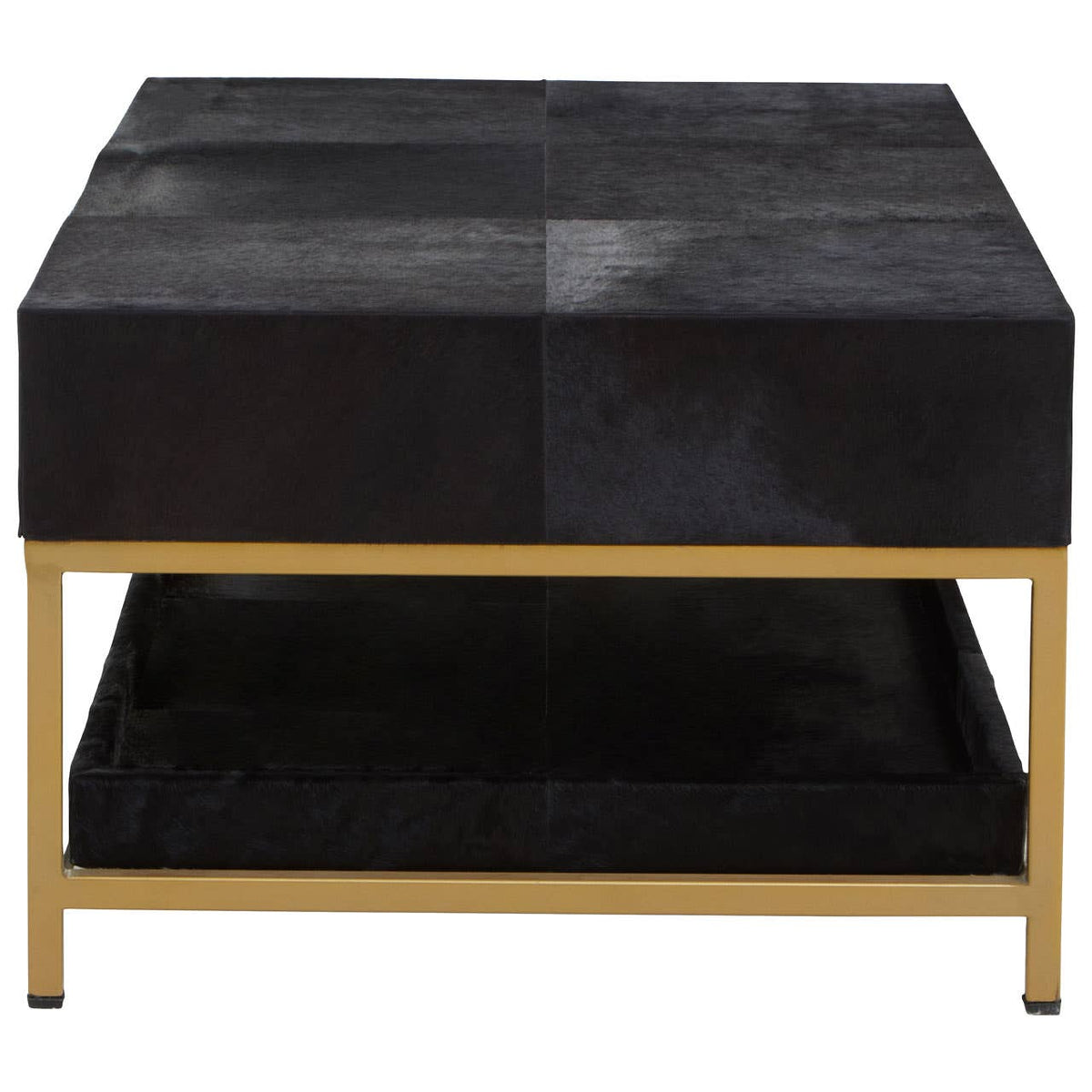Vienna Black Hair On Leather Coffee Table with Metal Frame 