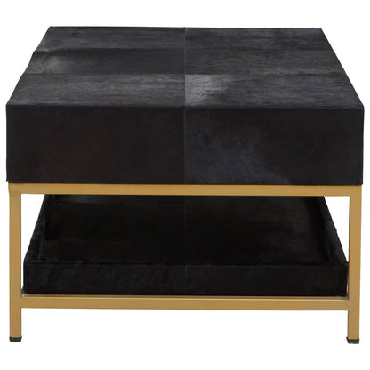 Vienna Black Hair On Leather Coffee Table with Metal Frame 