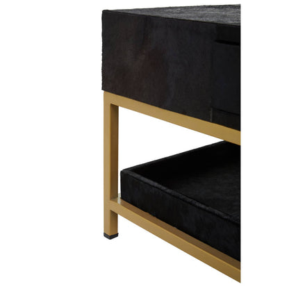 Vienna Black Hair On Leather Coffee Table with Metal Frame 