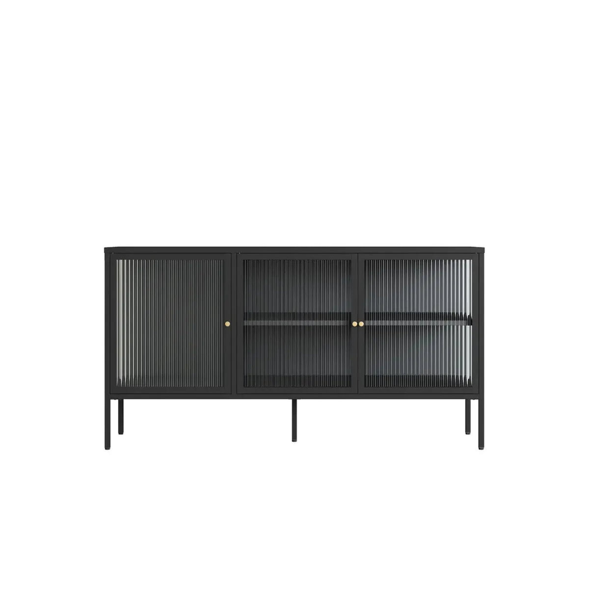 Ashford Metal Fluted Glass Door Sideboard #colour_black