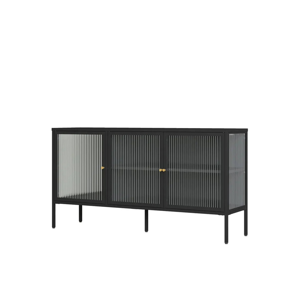 Ashford Metal Fluted Glass Door Sideboard #colour_black