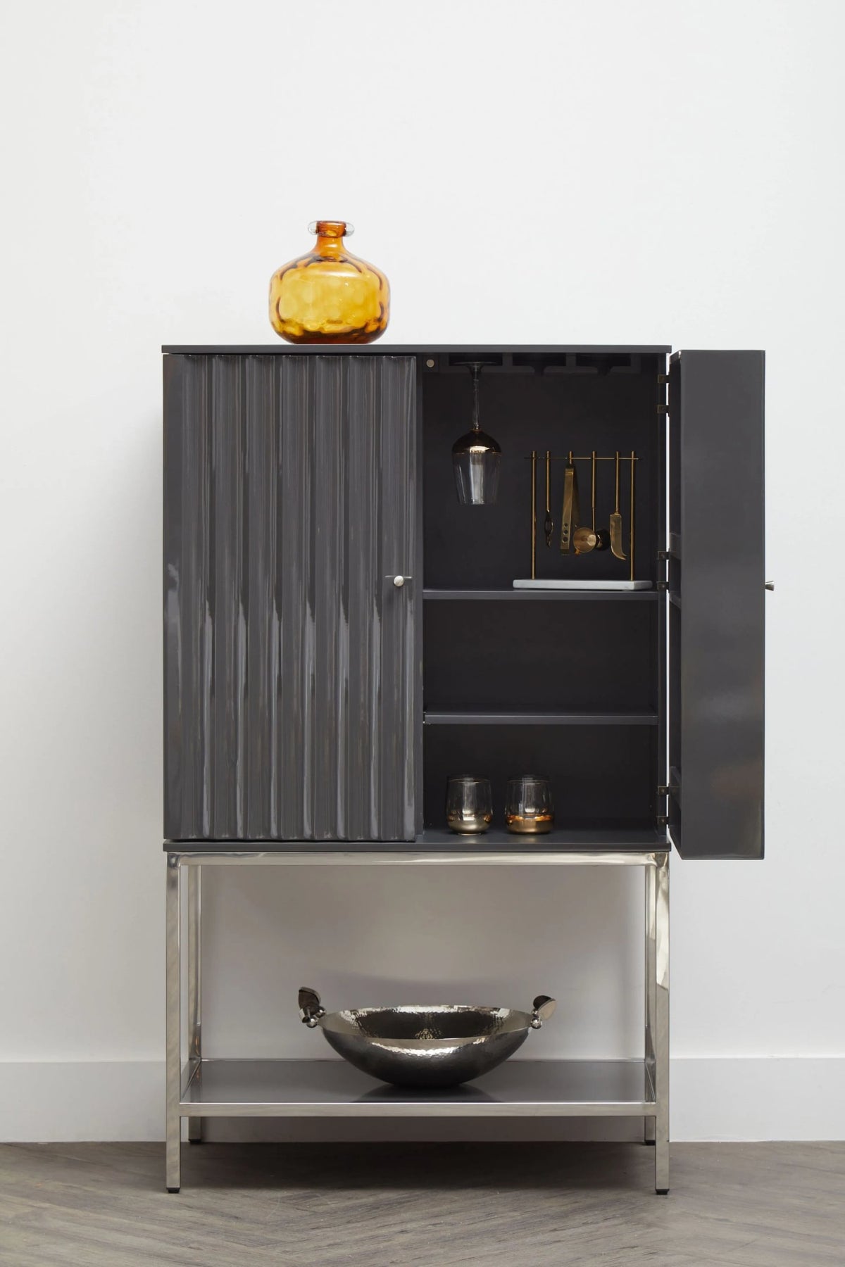Sandringham Grey Gloss Finish Cabinet