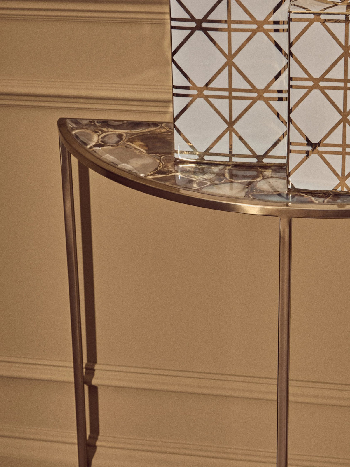 Loxley Agate and Half Moon Console Table 