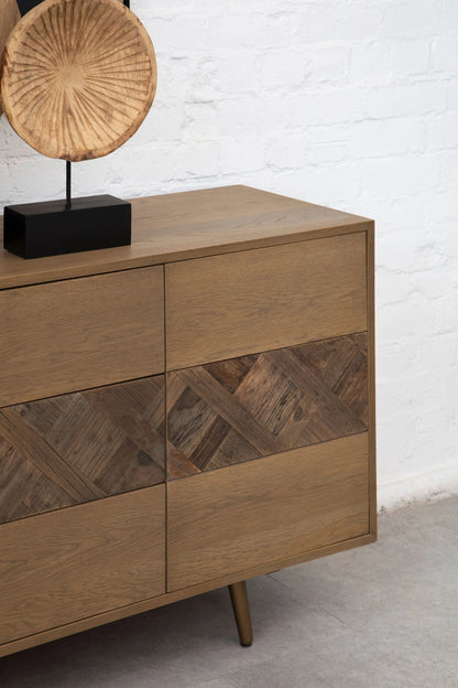 Kensington Natural Oak and Elm Wood 2 Door with Drawers Sideboard
