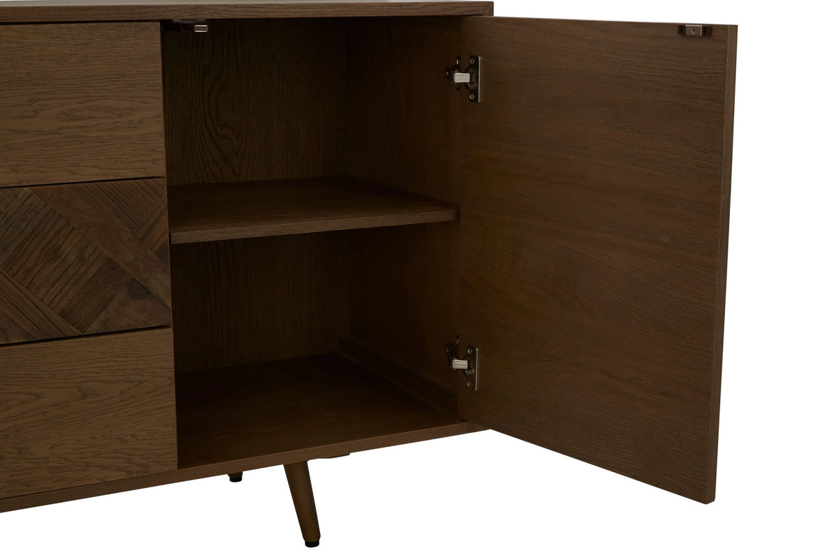 Kensington Natural Oak and Elm Wood 2 Door with Drawers Sideboard
