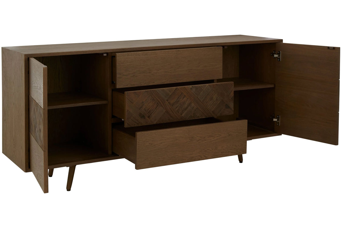 Kensington Natural Oak and Elm Wood 2 Door with Drawers Sideboard