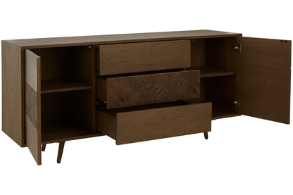Kensington Natural Oak and Elm Wood 2 Door with Drawers Sideboard