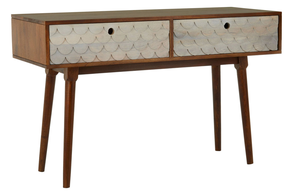 Exeter Carved Mango Wood Console Table with 2 Drawers