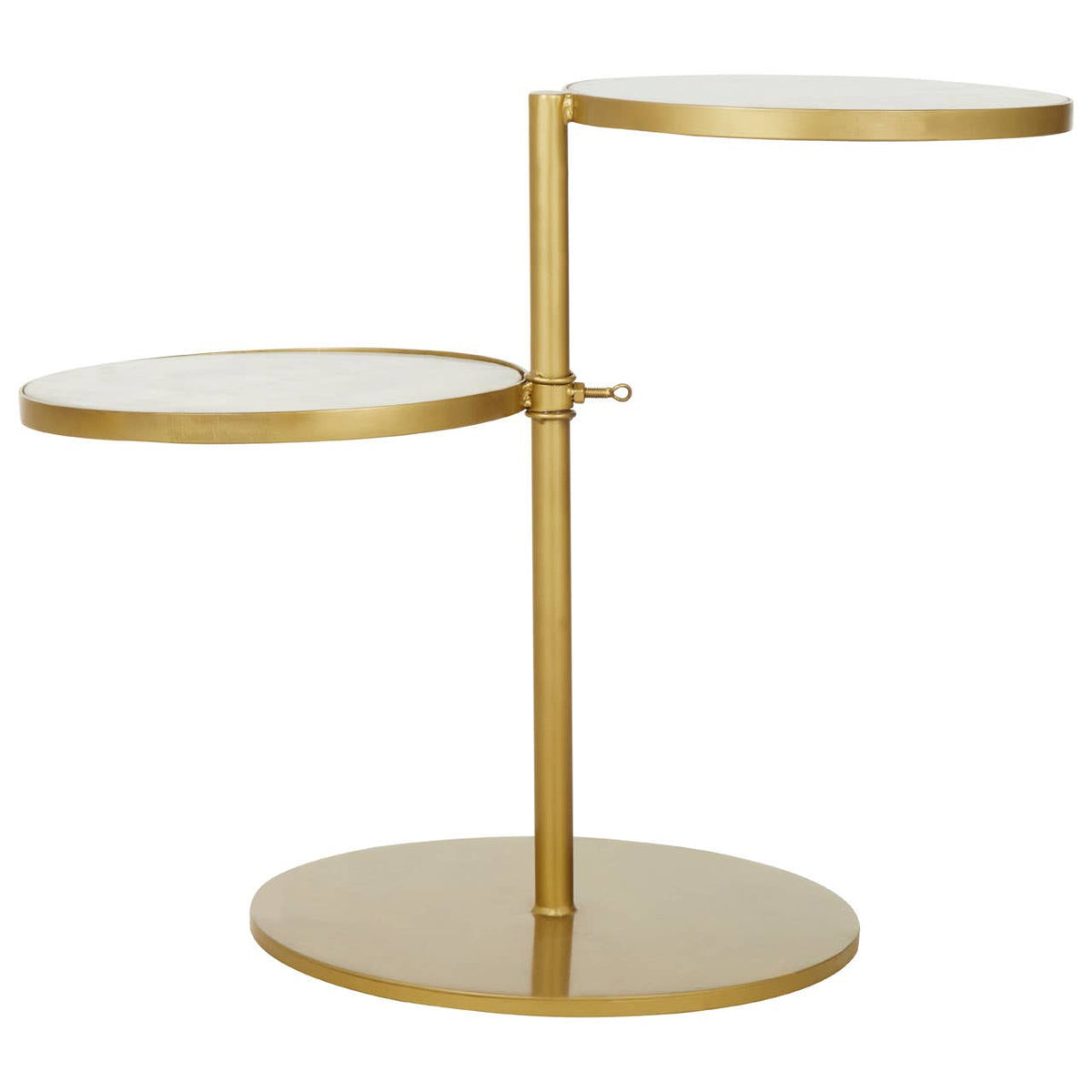 Aurora White Marble and Brass 2 Tier Side Table