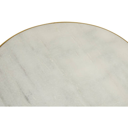 Aurora White Marble and Brass 2 Tier Side Table