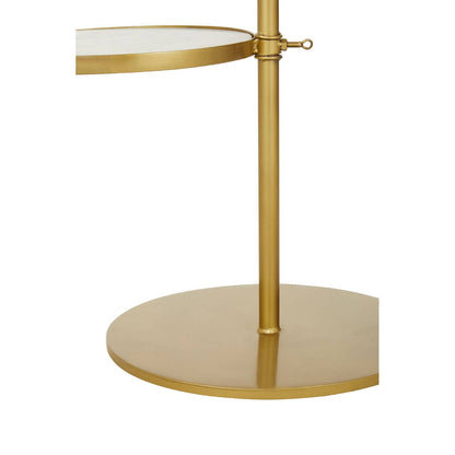 Aurora White Marble and Brass 2 Tier Side Table