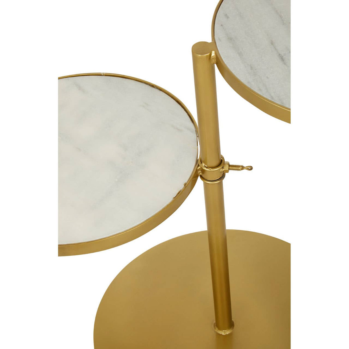 Aurora White Marble and Brass 2 Tier Side Table
