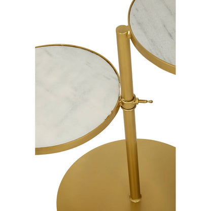 Aurora White Marble and Brass 2 Tier Side Table