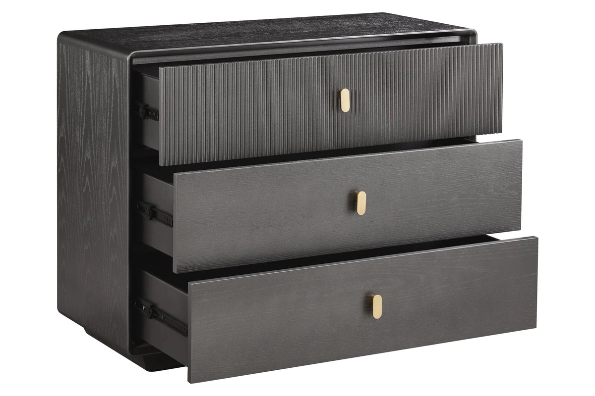 Rye Wood Veneer Three Drawer Chest 