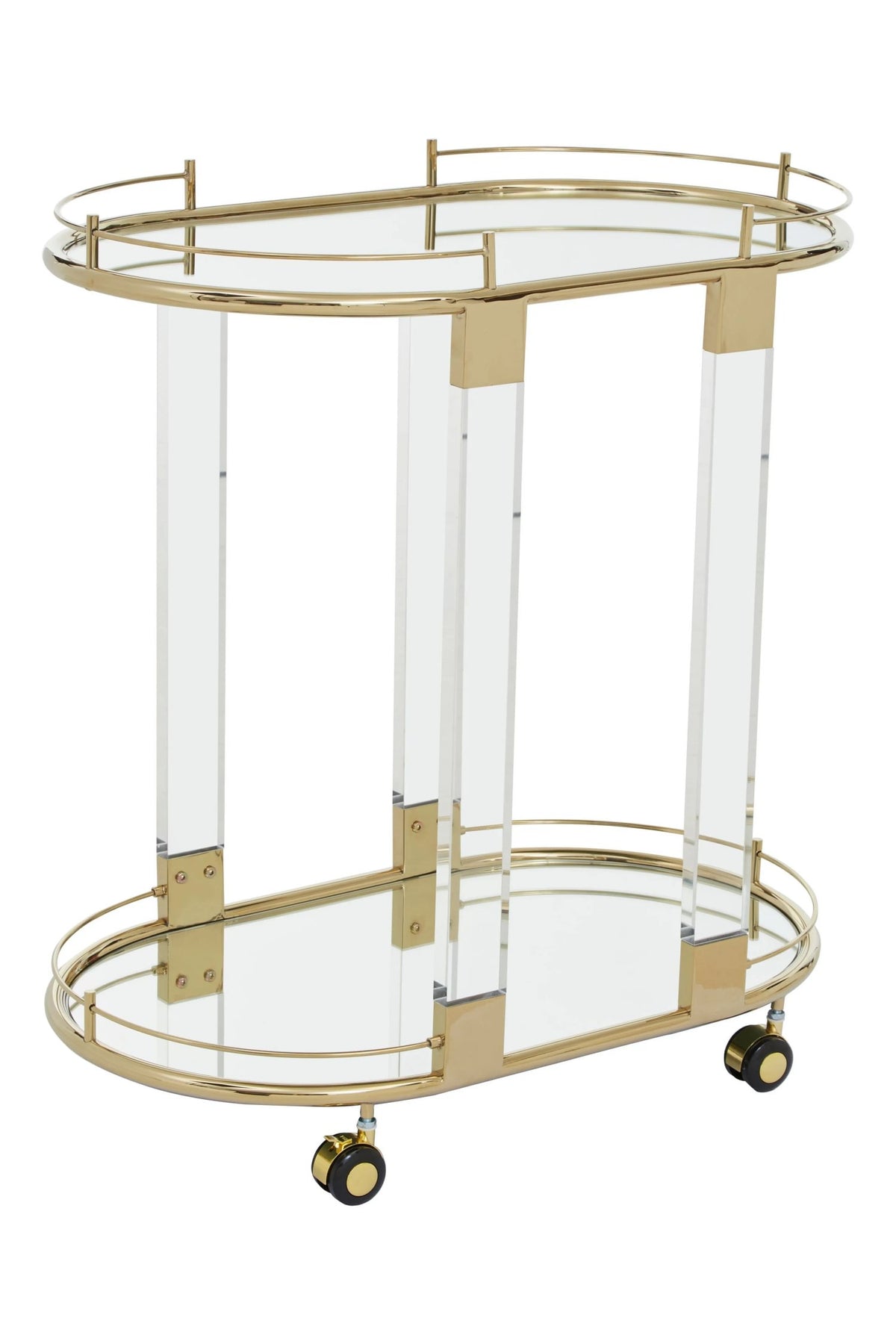 Amalfi Metal and Acrylic Frame 2 Tier Oval Drinks Trolley 