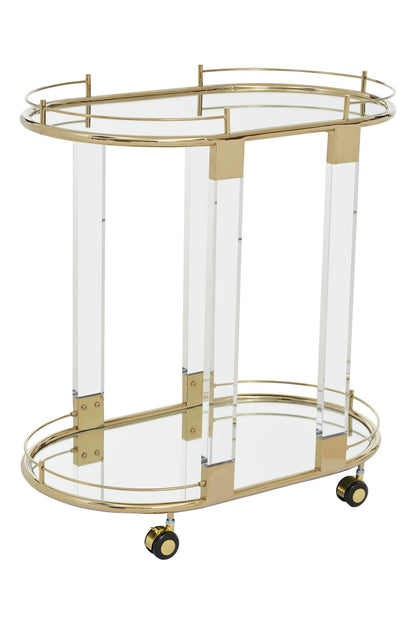 Amalfi Metal and Acrylic Frame 2 Tier Oval Drinks Trolley 