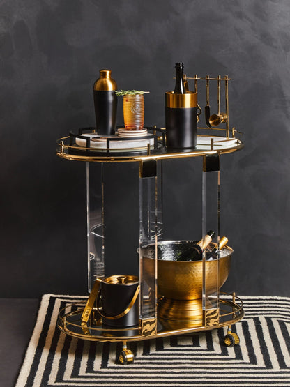 Amalfi Metal and Acrylic Frame 2 Tier Oval Drinks Trolley 