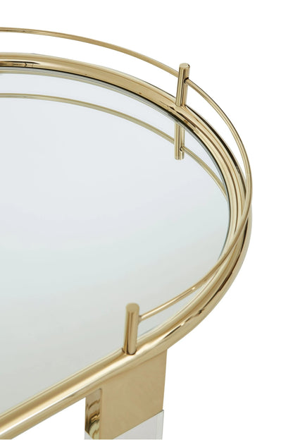 Amalfi Metal and Acrylic Frame 2 Tier Oval Drinks Trolley 