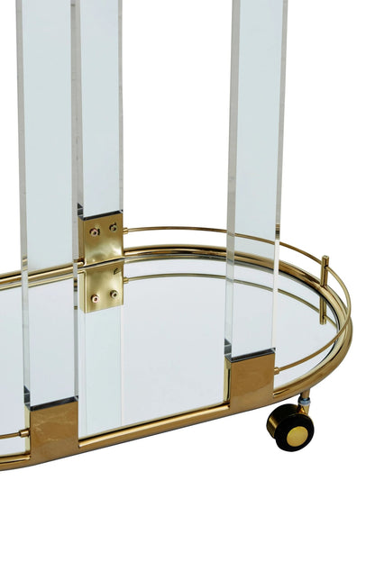 Amalfi Metal and Acrylic Frame 2 Tier Oval Drinks Trolley 