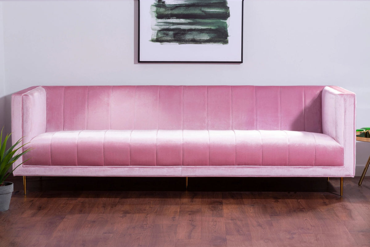 Monaco Velvet 3 Seater Sofa #colour_pink
