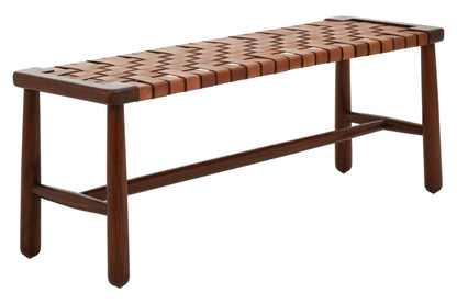 Carlton Tan Leather Lattice Design Bench