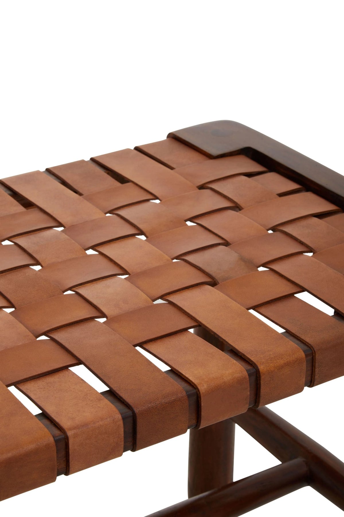Carlton Tan Leather Lattice Design Bench