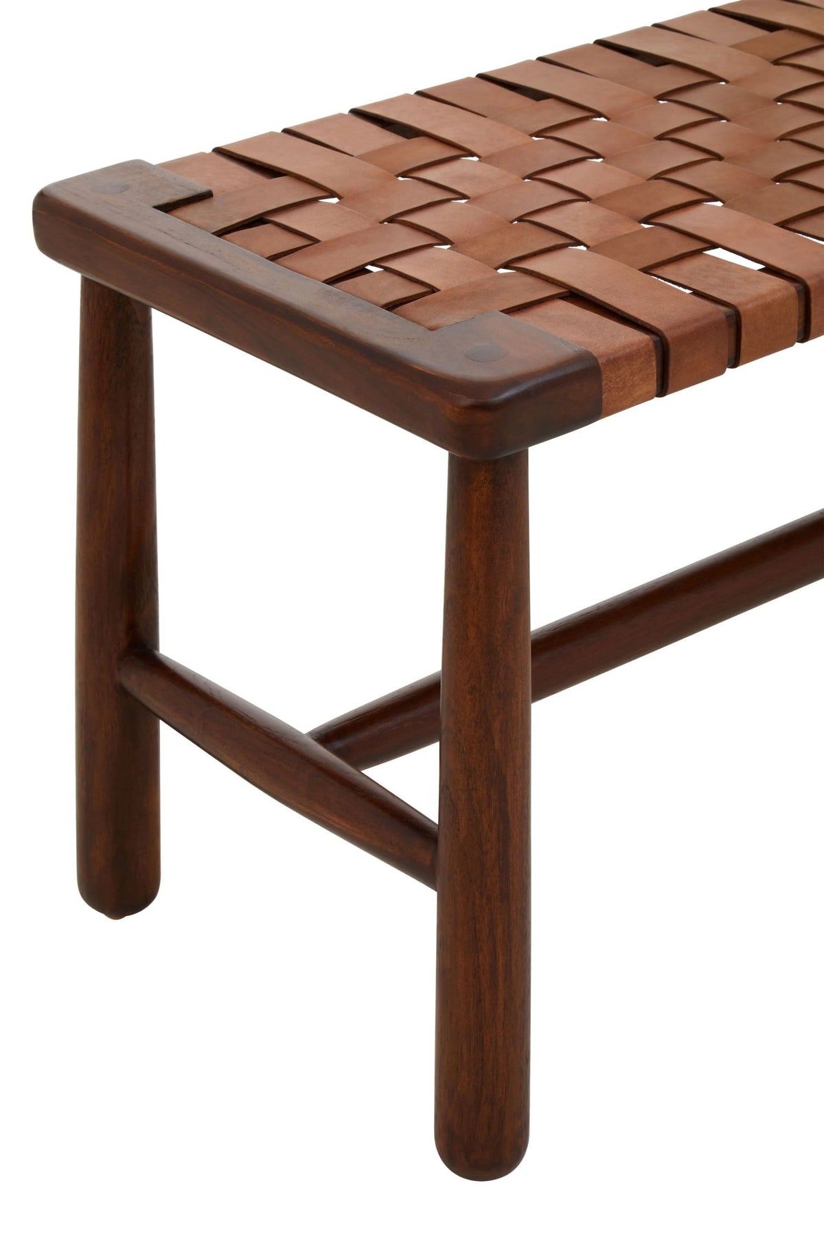 Carlton Tan Leather Lattice Design Bench