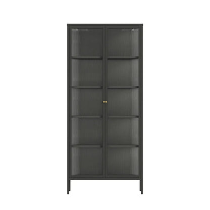 Ashford Metal Fluted Glass Door Tall Cabinet 