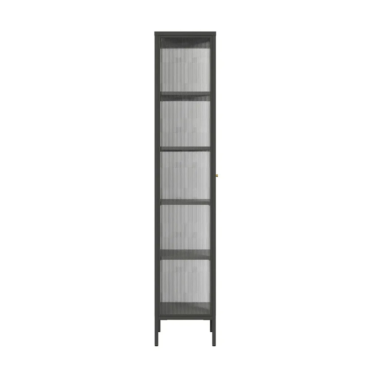 Ashford Metal Fluted Glass Door Tall Cabinet #colour_black