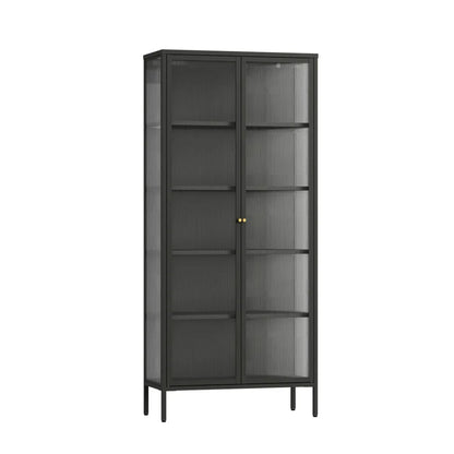 Ashford Metal Fluted Glass Door Tall Cabinet 