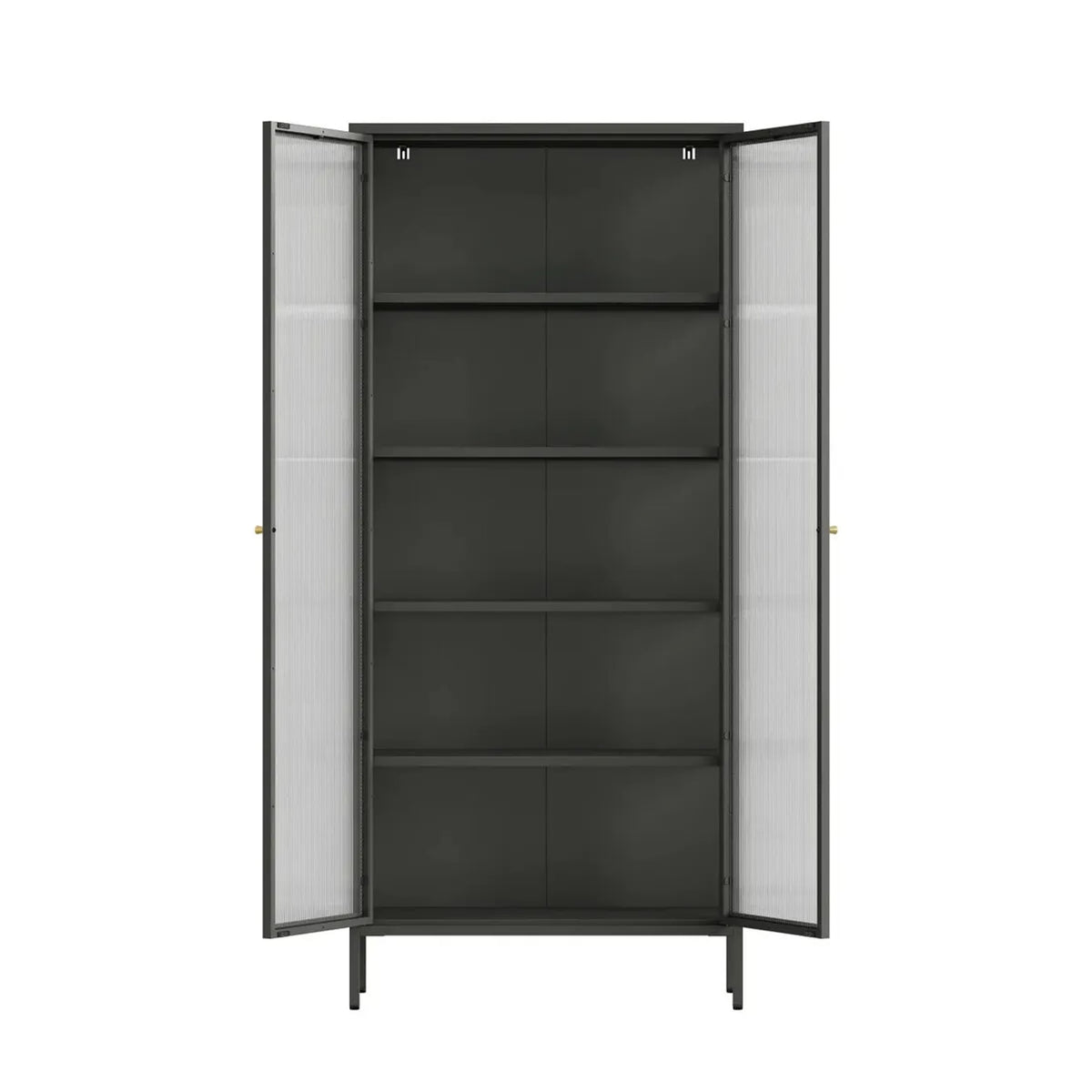 Ashford Metal Fluted Glass Door Tall Cabinet 
