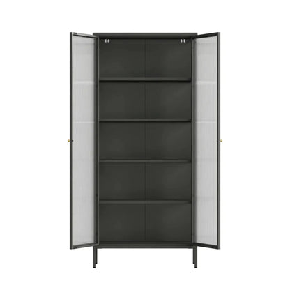 Ashford Metal Fluted Glass Door Tall Cabinet 