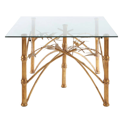 Winchester Glass and Antique Gold Finish Bamboo Design Dining Table