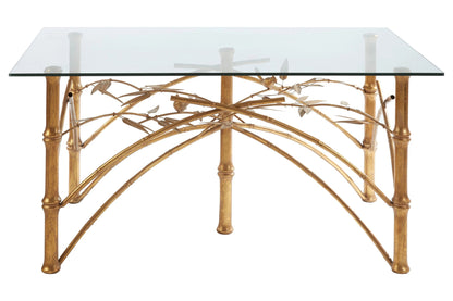 Winchester Glass and Antique Gold Finish Bamboo Design Dining Table