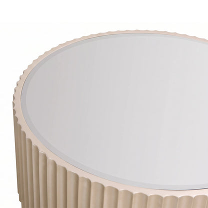 Portree Champagne Gold Finish Flute Detail Coffee Table with Mirror Top