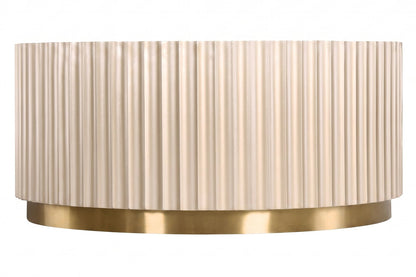 Portree Champagne Gold Finish Flute Detail Coffee Table with Mirror Top