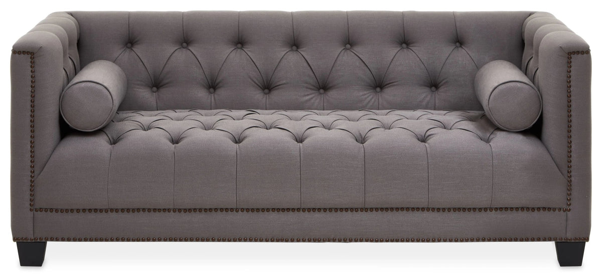 Fowey Grey Fabric 2 Seat Modern Chesterfield Sofa