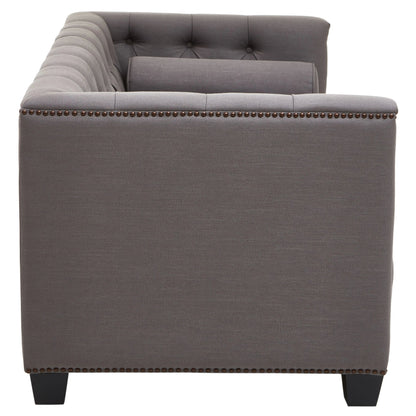 Fowey Grey Fabric 2 Seat Modern Chesterfield Sofa