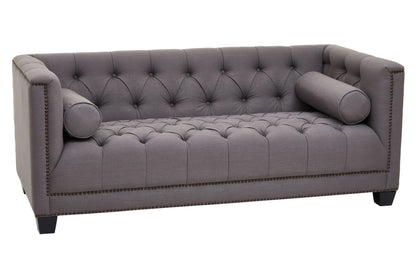 Fowey Grey Fabric 2 Seat Modern Chesterfield Sofa